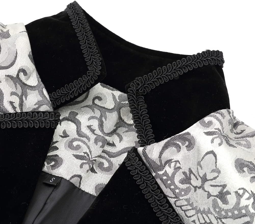 Mens Steampunk Medieval Tailcoat Jacket Victorian Gothic Frock Coat (Silver, Small) - Image 6