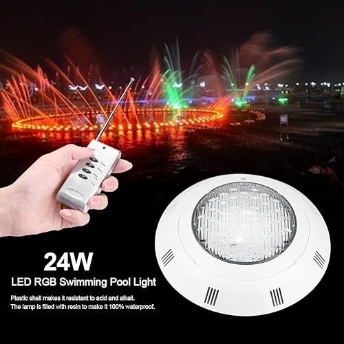 Miniatura 2 de Zerodis AC 12V 24W RGB 7 Color Piscina Brillante LED Luz Lámpara Subacuática con Control Remoto