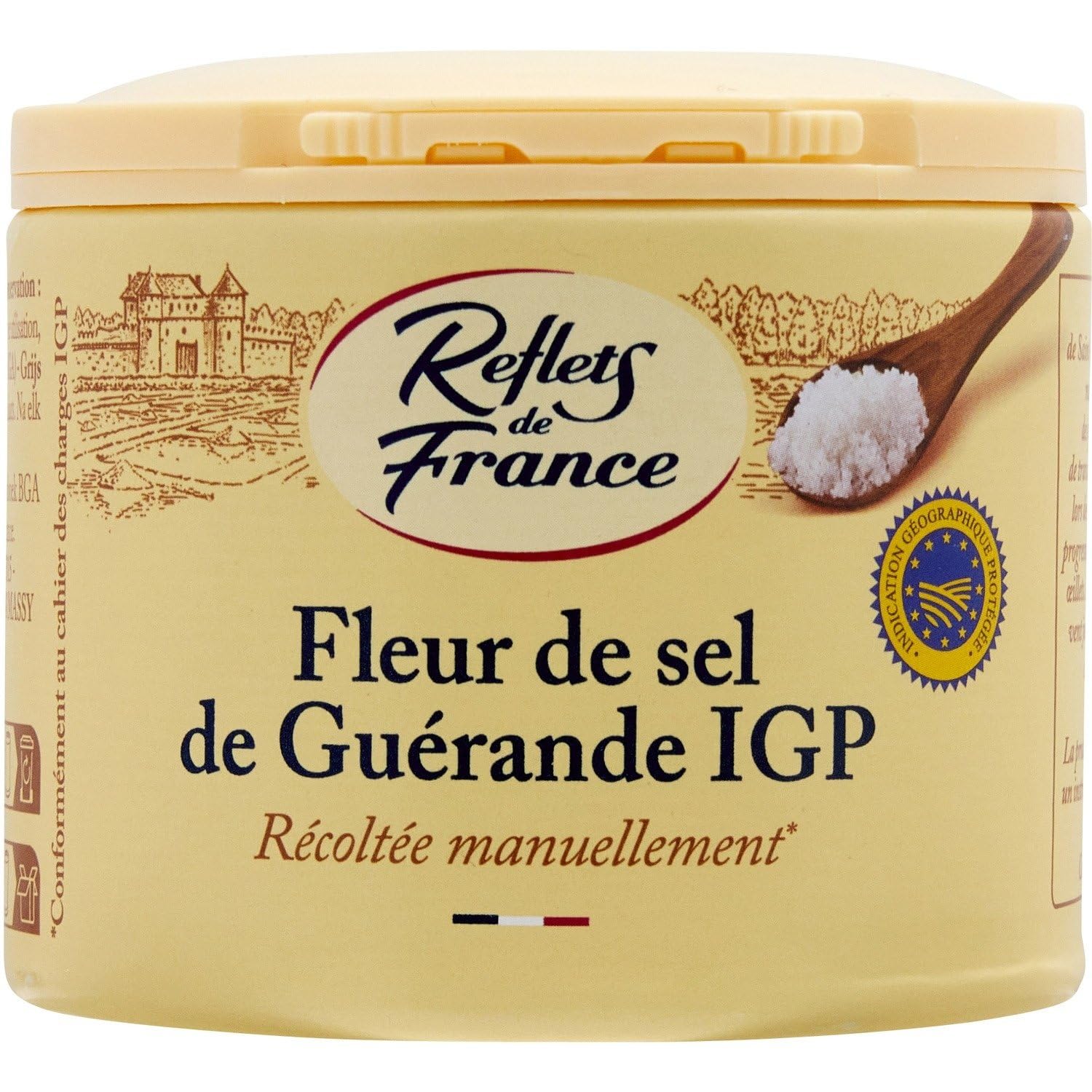 Sublimez vos plats au quotidien avec la Fleur de Sel de Guérande IGP REFLETS DE FRANCE, récoltée manuellement, format pratique de 140g - Lot de 3