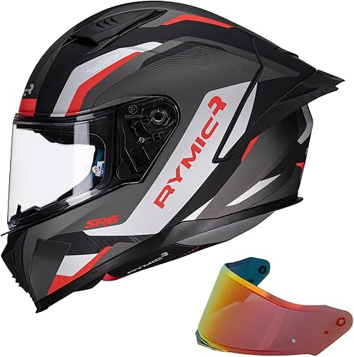 SR6 Casco integral de motocicleta, equipado con viseras transparentes y multicolores, aprobado por DOT para carreras callejeras