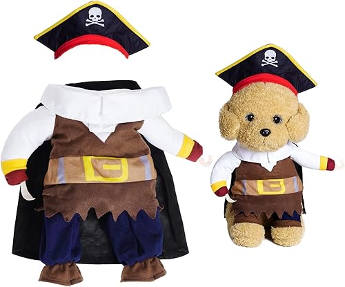 Paquete de 3 disfraces de pirata para mascotas, gorro de calavera pirata, capa de perro pirata, overol de cosplay de pirata para gato, cachorro,