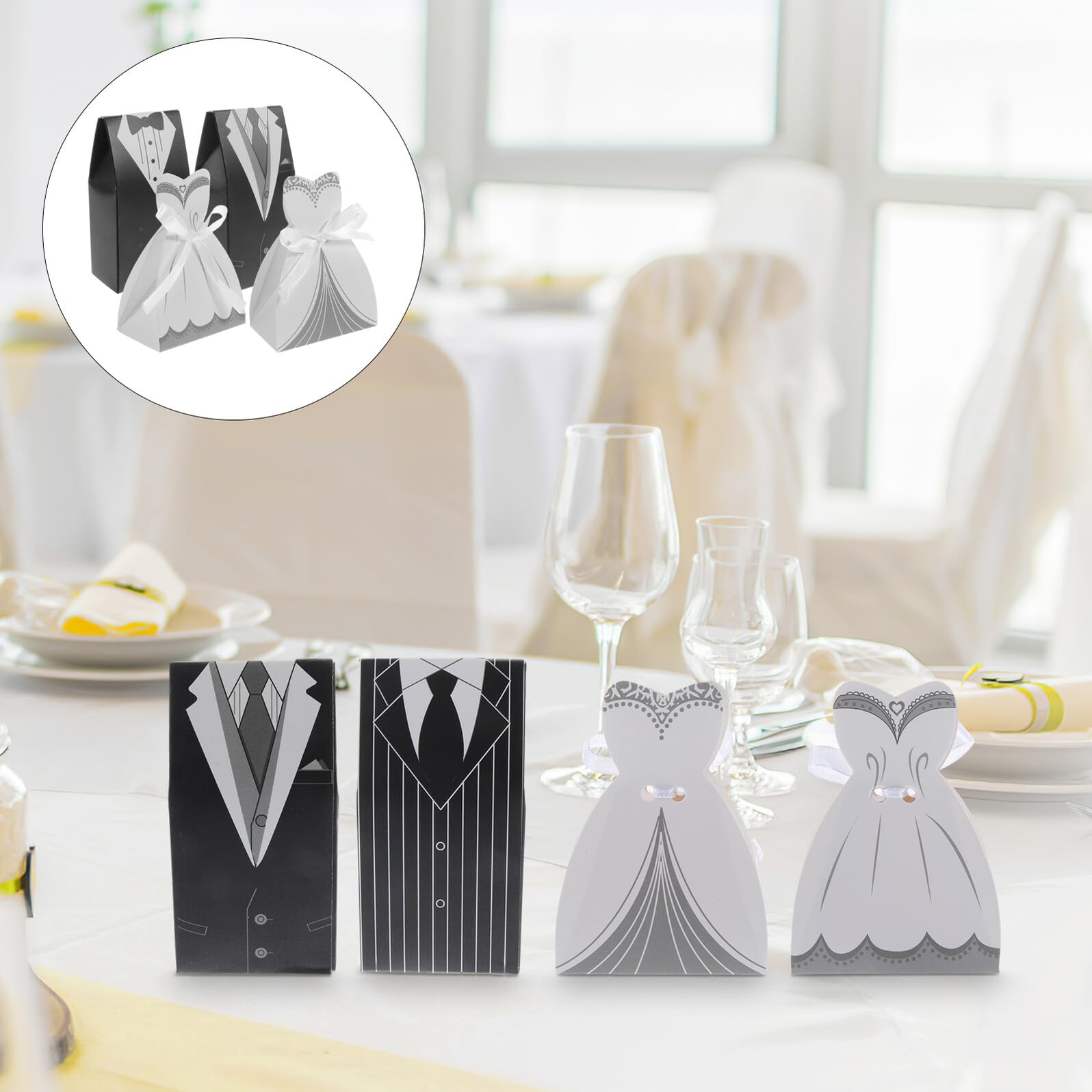 COHEALI 100 Scatole Regalo Matrimonio in Carta Nastrino di Seta, Leggere ed Eleganti, Perfette per Bomboniere e Regali per Ospiti a Feste e Banchetti