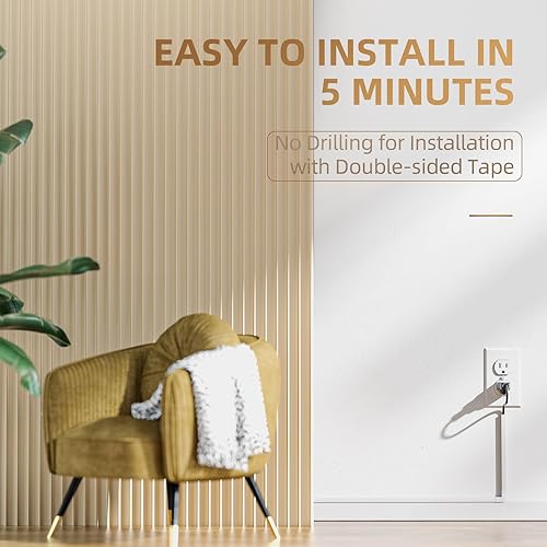 Miniatura 7 de Delamu  Ocultador de cables, cubiertas de cable para cables en la pared, ocultador de un solo cable, cubiertas de alambre autoadhesivas para cables