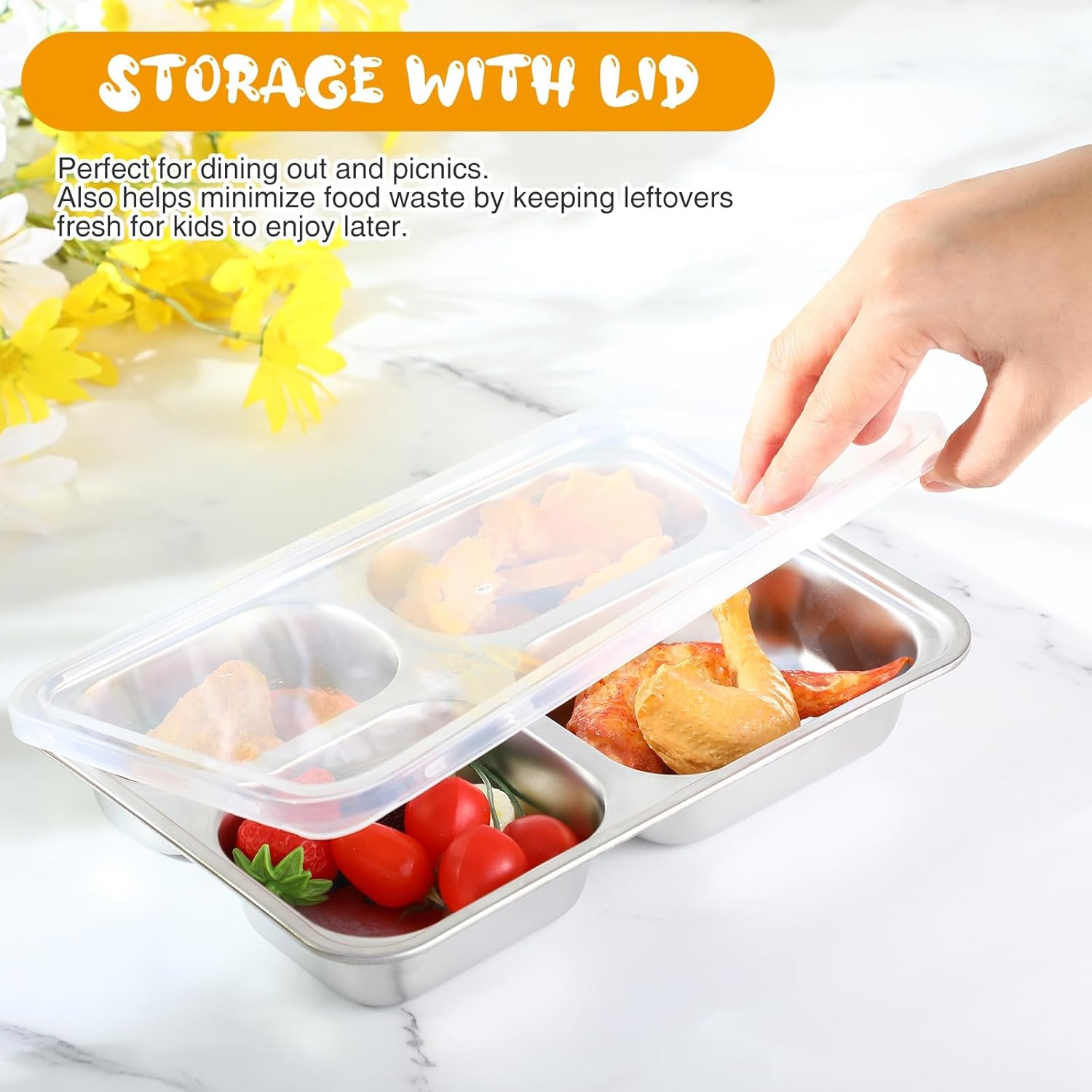 Jinei 20 Pcs Stainless Steel Dishes Set 4 Stainless Steel Plates, 4 Bowls, 4 Cups, 4 Spoons, 4 Forks, Dishwasher Safe, Durable Dining Set for Home Travel Camping (Fine)