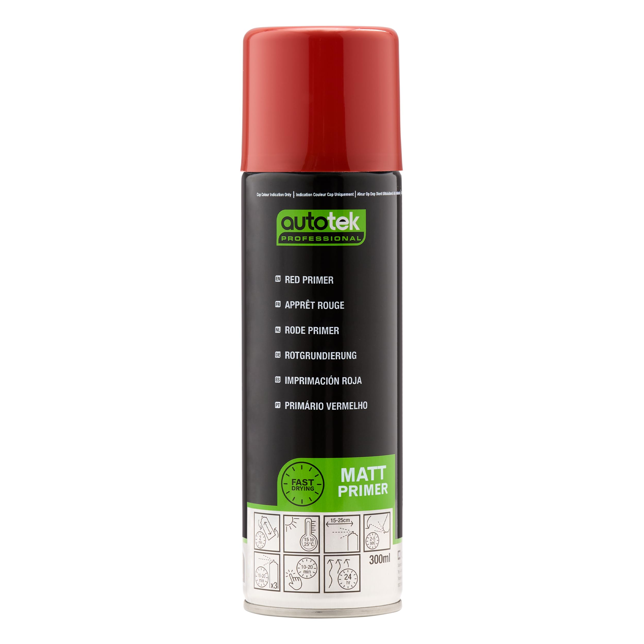 Autotek Professional Expertly Formulated Acrylic Based Primer Spray Paint, Red Primer, 300 ml