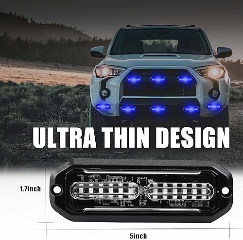 Miniatura 4 de WINECO 8 piezas 12 LED luces estroboscópicas de montaje en superficie, luces de emergencia intermitentes azules para bomberos, luces de policía para