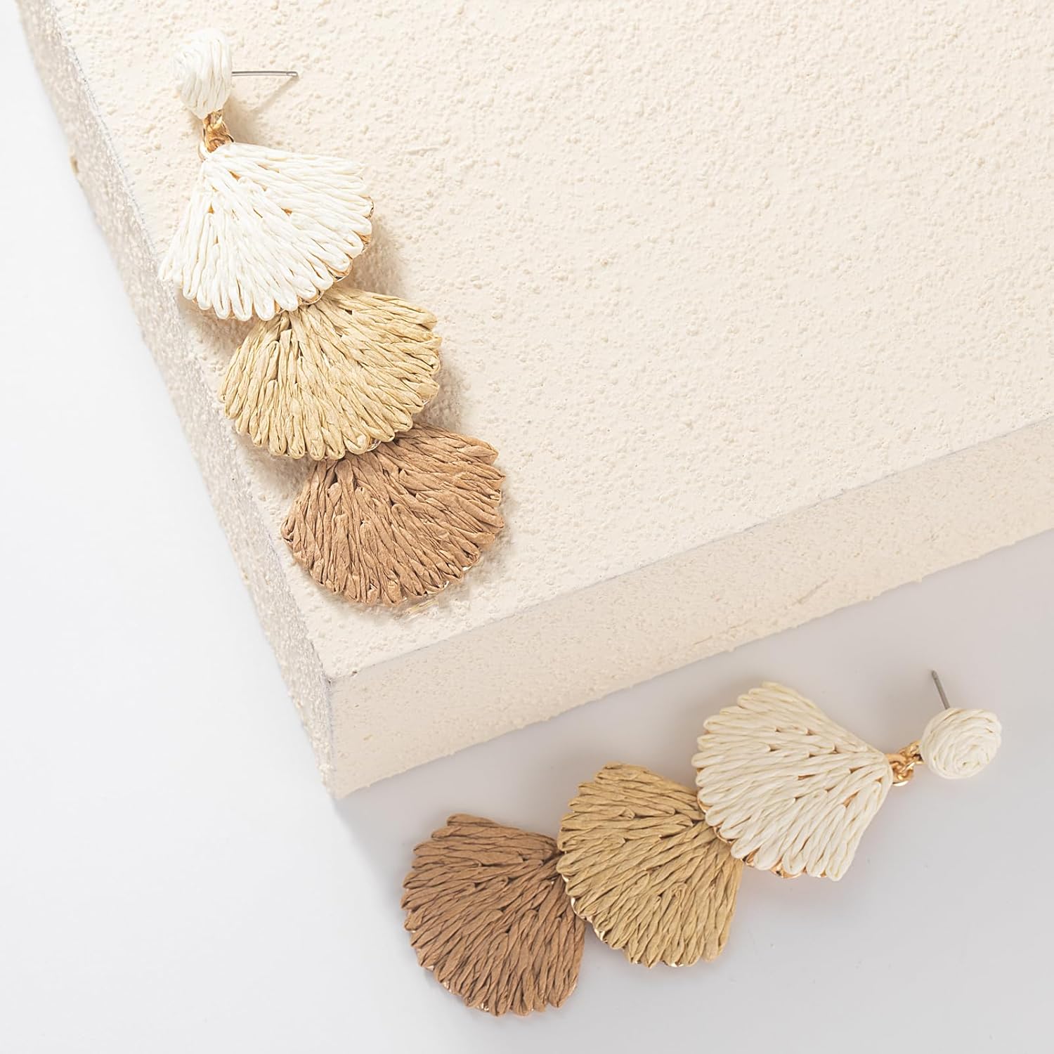 Boho Raffia Earrings Starfish Shell Seashell Dangle Drop Earrings Cute Statemnet Trendy Jewelry Summer Beach Outfits for Women - Image 7