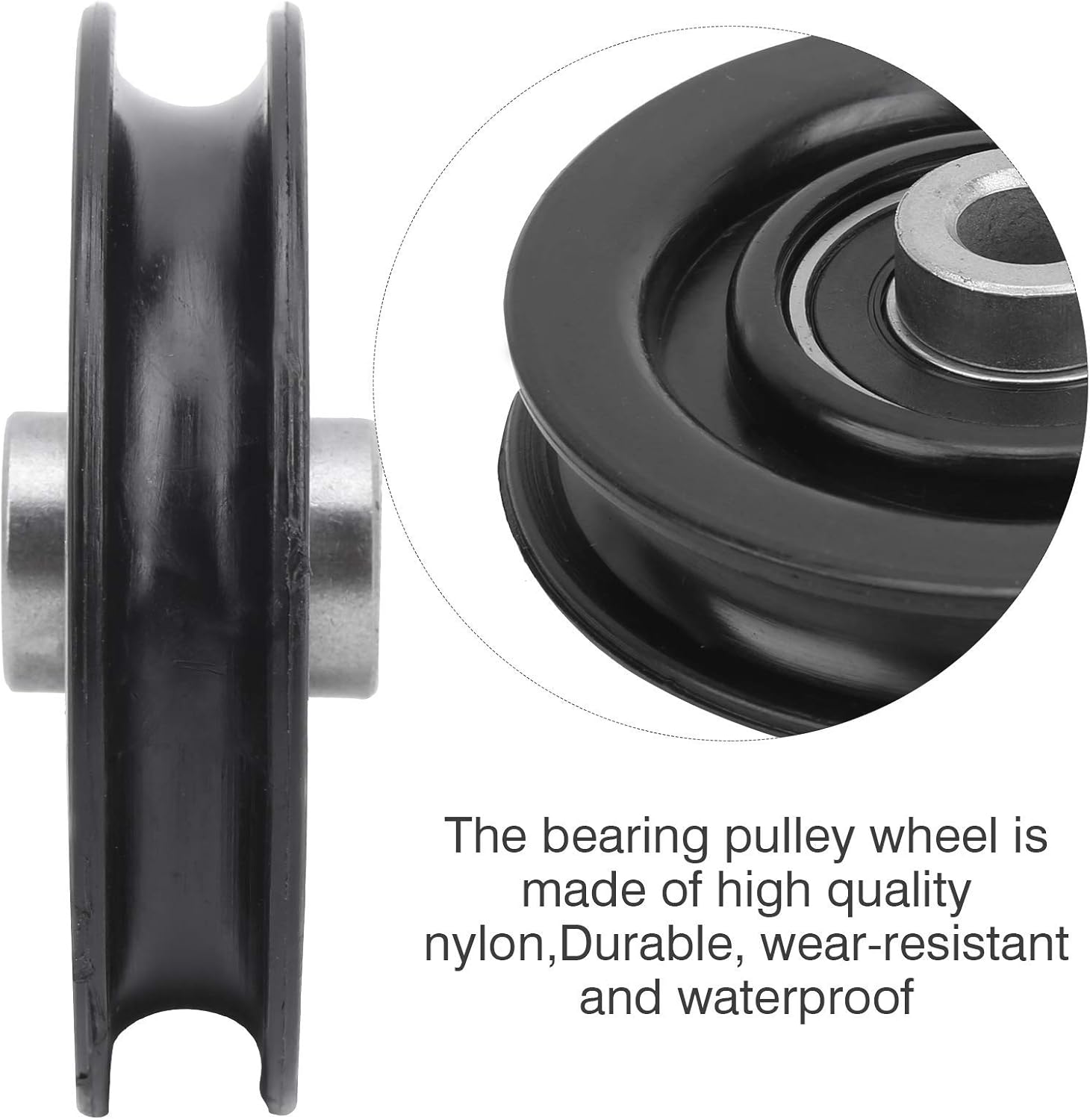 Keenso 10 Pcs/Set 75mm/90mm Nylon Bearing Pulley Wheel Replacement Black for Cable Machine Gym Equipment Exercise Strength Training Accessory