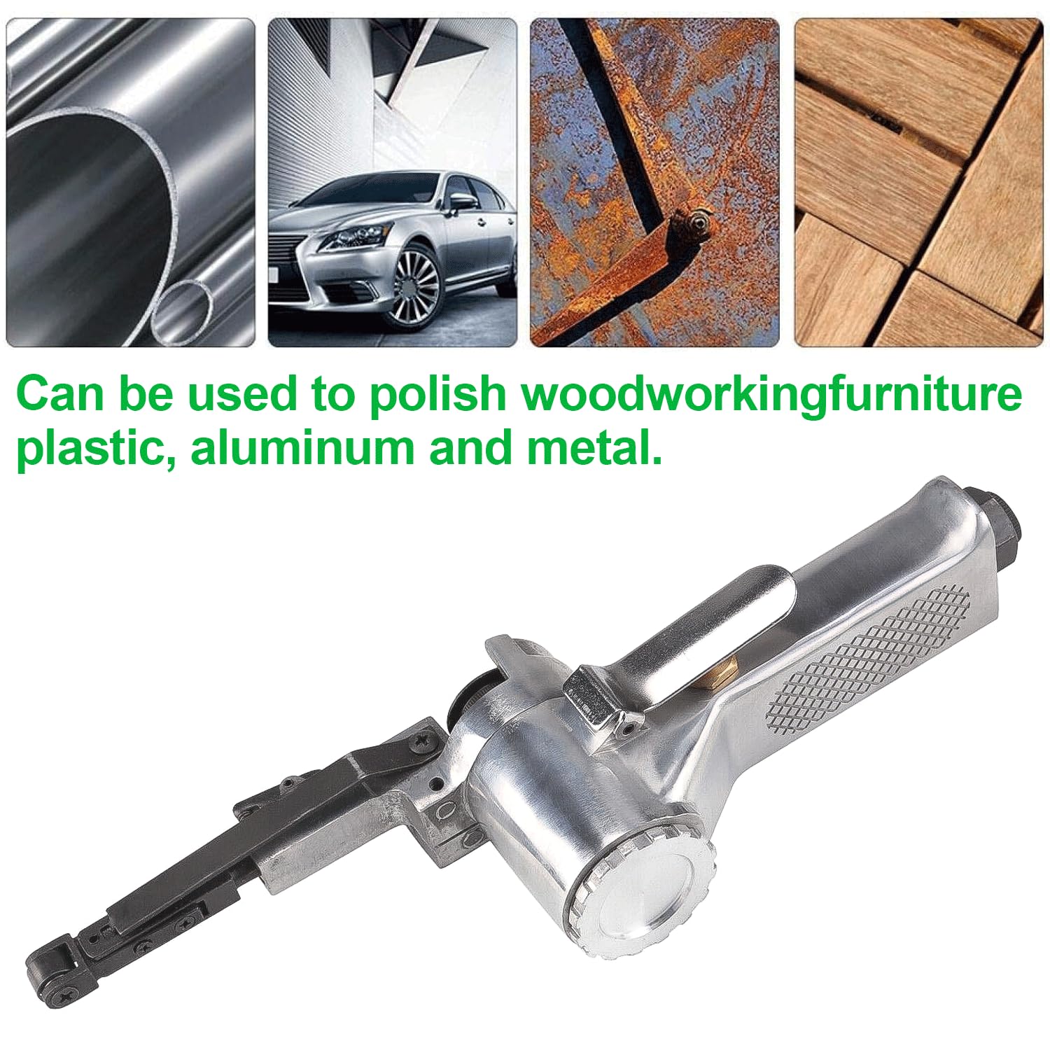 28 Pezzi Levigatrice A Nastro Mini, 360° Impugnatura Girevole Per Legno E Metallo, Smerigliatrice Pneumatica A Nastro Compresso Con 25 Cinghie 330x10mm, Per Levigare, Affilare, Rimuovere Ruggine
