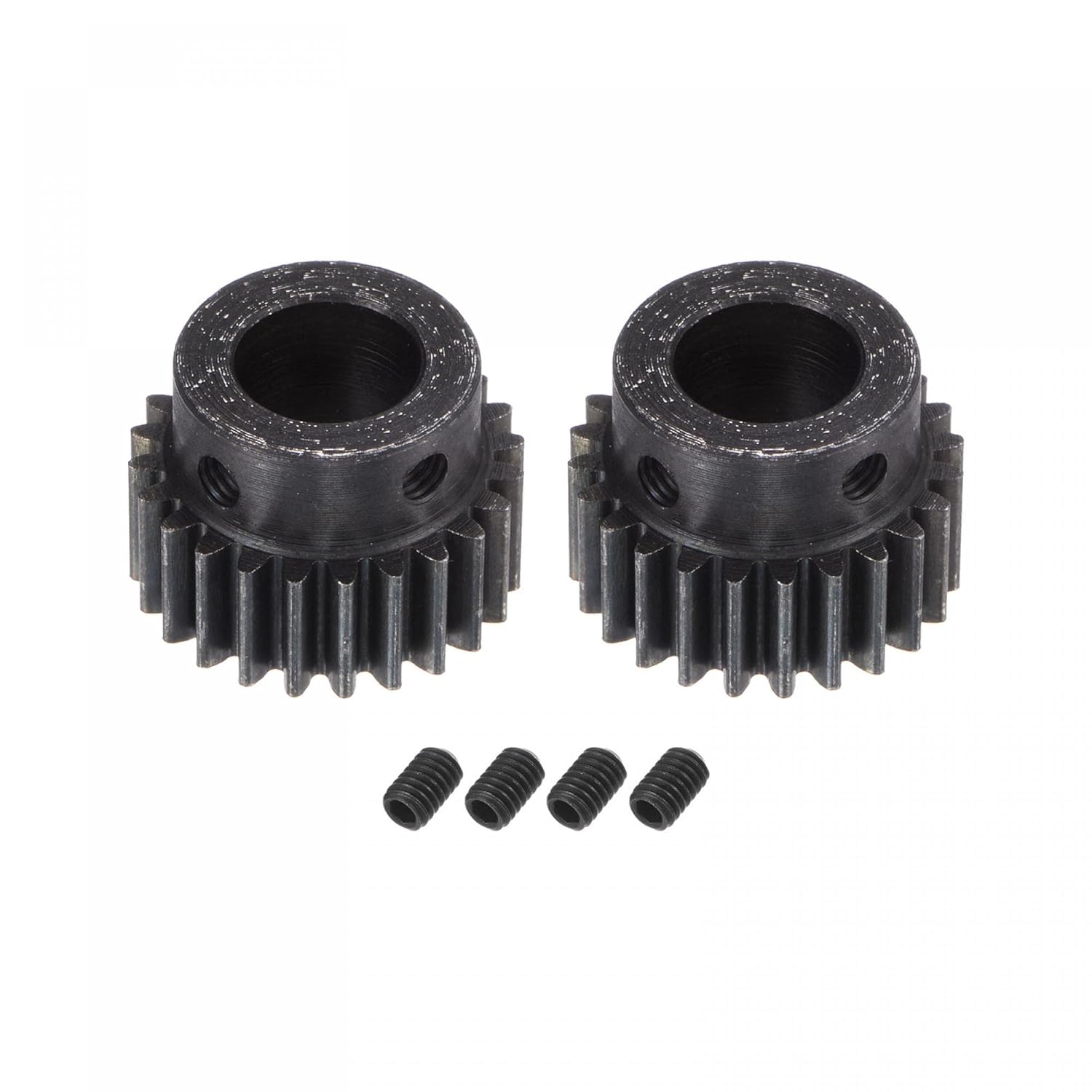 uxcell 1Mod 24T Pinion Gear 12mm Bore Hardened Steel Motor Rack Spur Gear with Step for RC Car Truck Buggy Gear Drive, 2 Set