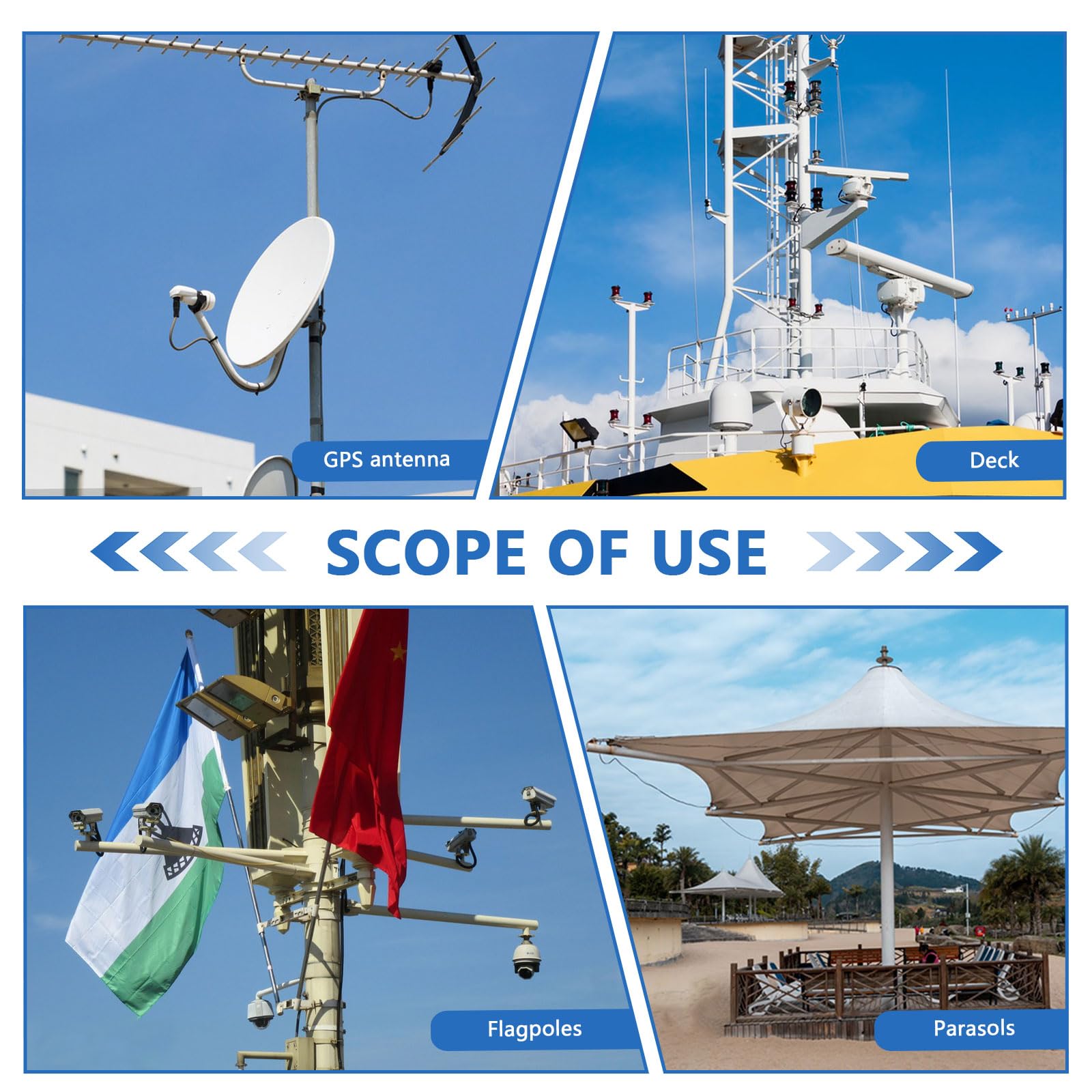 2 pezzi Supporto per pali per antenne con doppio bullone a U Morsetto per pali per antenne in Dacromet rivestito in ferro Supporto a ganascia a V per radio, parasole con diametro di 25-50 mm