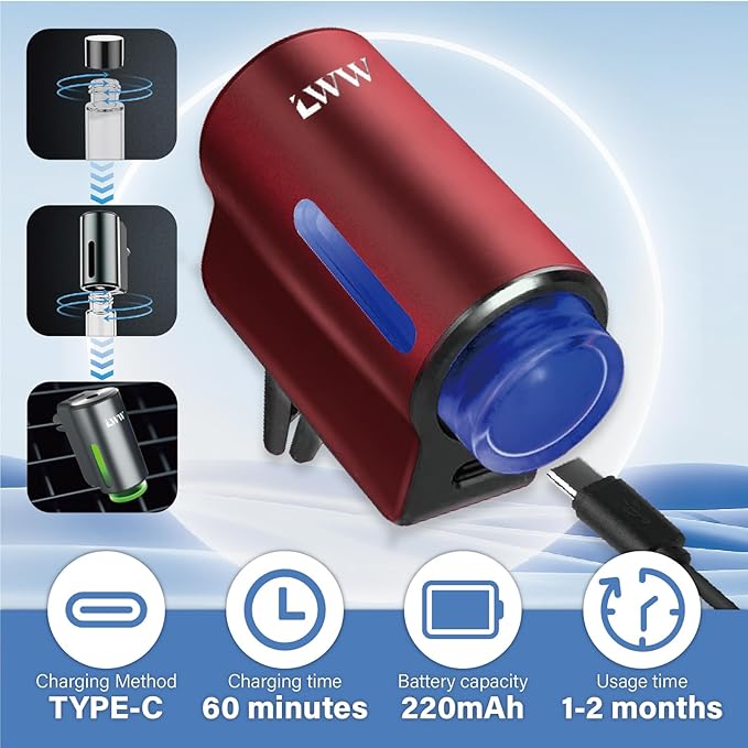 Difusor de Aromas Eléctrico para Coche LWW Recargable 3 Modos miniatura 5