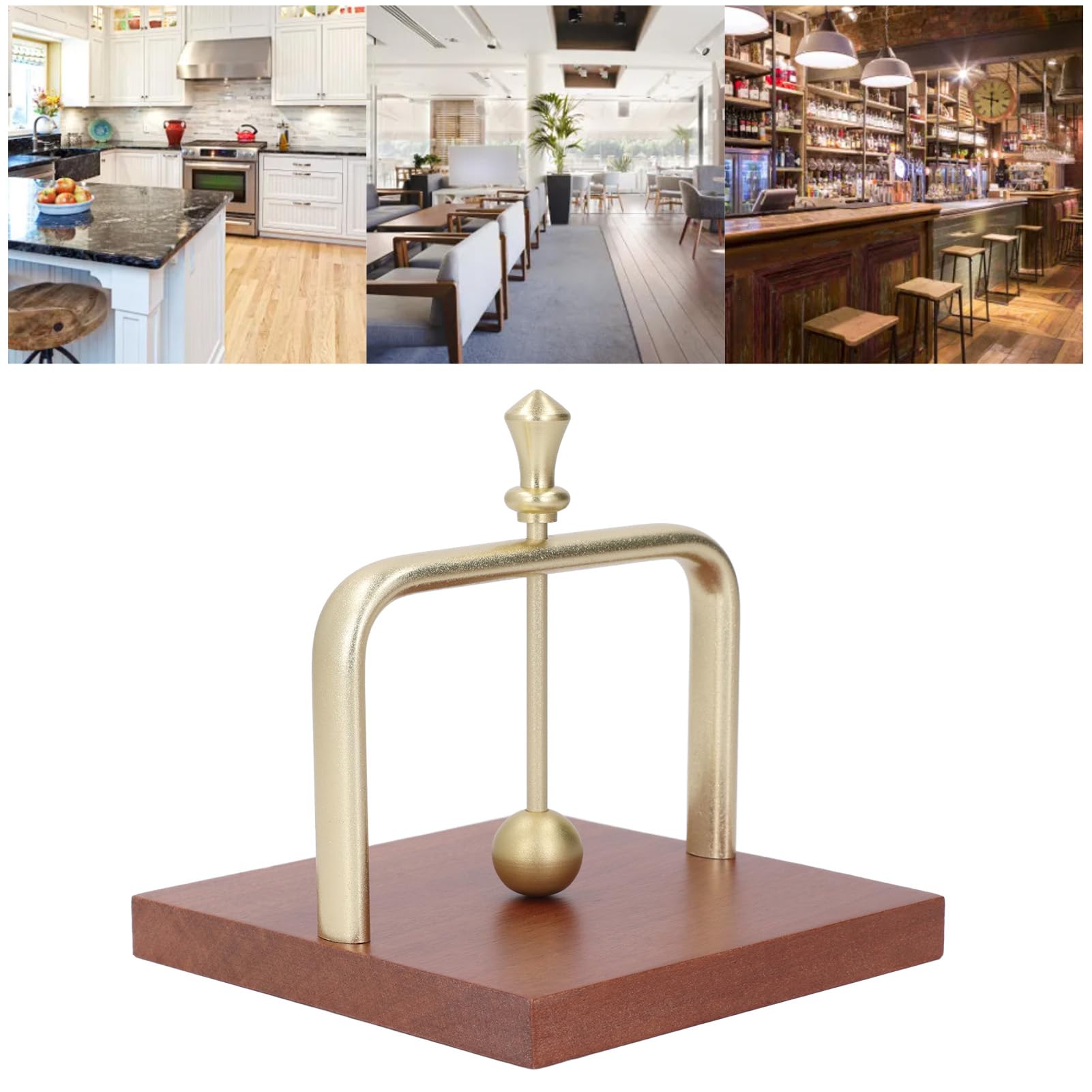 Ejoyous Servilletero de Mesa Servilletero de Madera con Base de Madera Maciza y Estante de Metal 14 X 14 X Cm Bola de Elevación Dispensador de Mesa Compacto para el Hogar Restaurante Cafetería Hotel