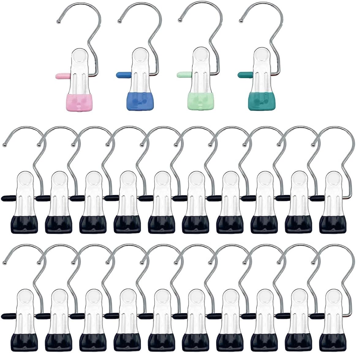 24x Edelstahl Wäscheklammern - Rutschfest, 360° Drehbar, 4 Farben