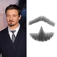 Vista 7 de Bigotes falsos de cabello humano hecho realista con barba falsa hombre barba de cabra para adultos y niños, entretenimiento, drama, fiesta