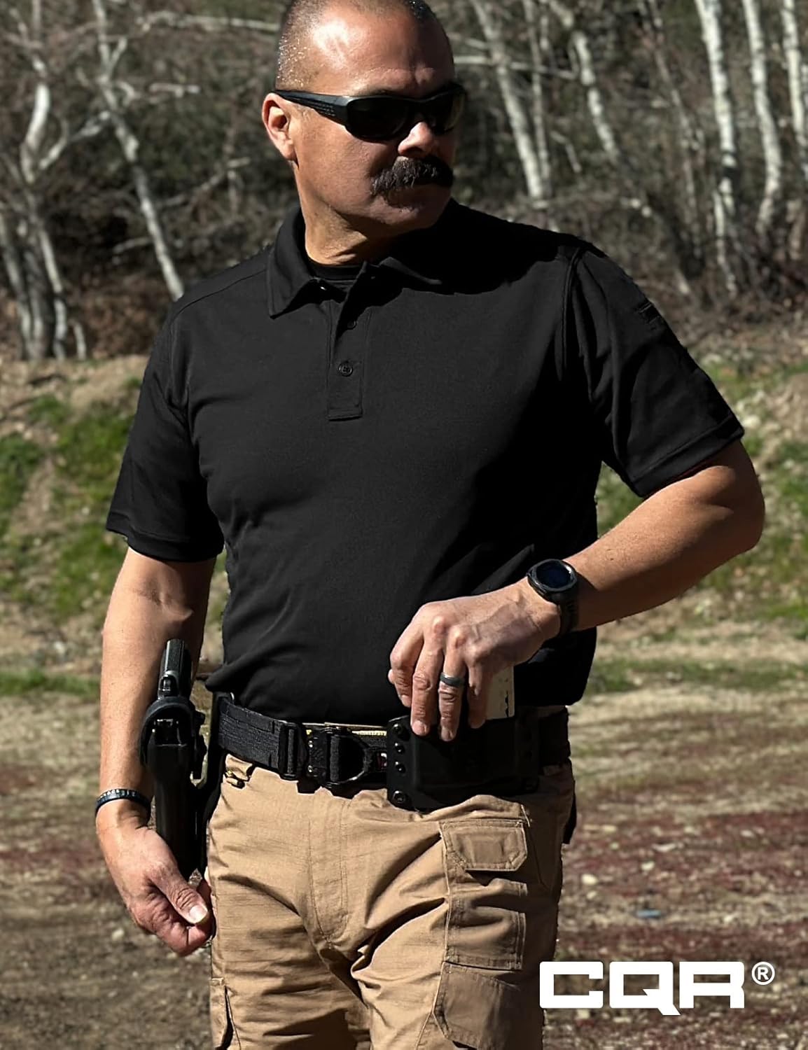 CQR Men's Polo Shirts, Tactical Short Sleeve Golf Performance Shirts, Lightweight Dry Fit UPF 50+ Pique - Image 9