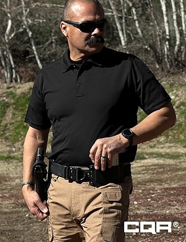 Miniatura 8 de CQR Camiseta polo táctica para hombre, de manga corta, ligera y con Dry Fit, tela piqué, FPU 50+, para exteriores