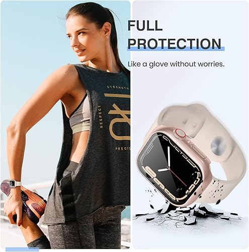 Miniatura 2 de Tensea Paquete de 3 fundas protectoras de pantalla para Apple Watch Series 9, 8, 7, de 1.772 pulgadas, cubierta protectora para iWatch, película de