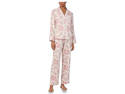 Lauren Ralph Lauren Woven Long Sleeve Notch Long Pj Set Women