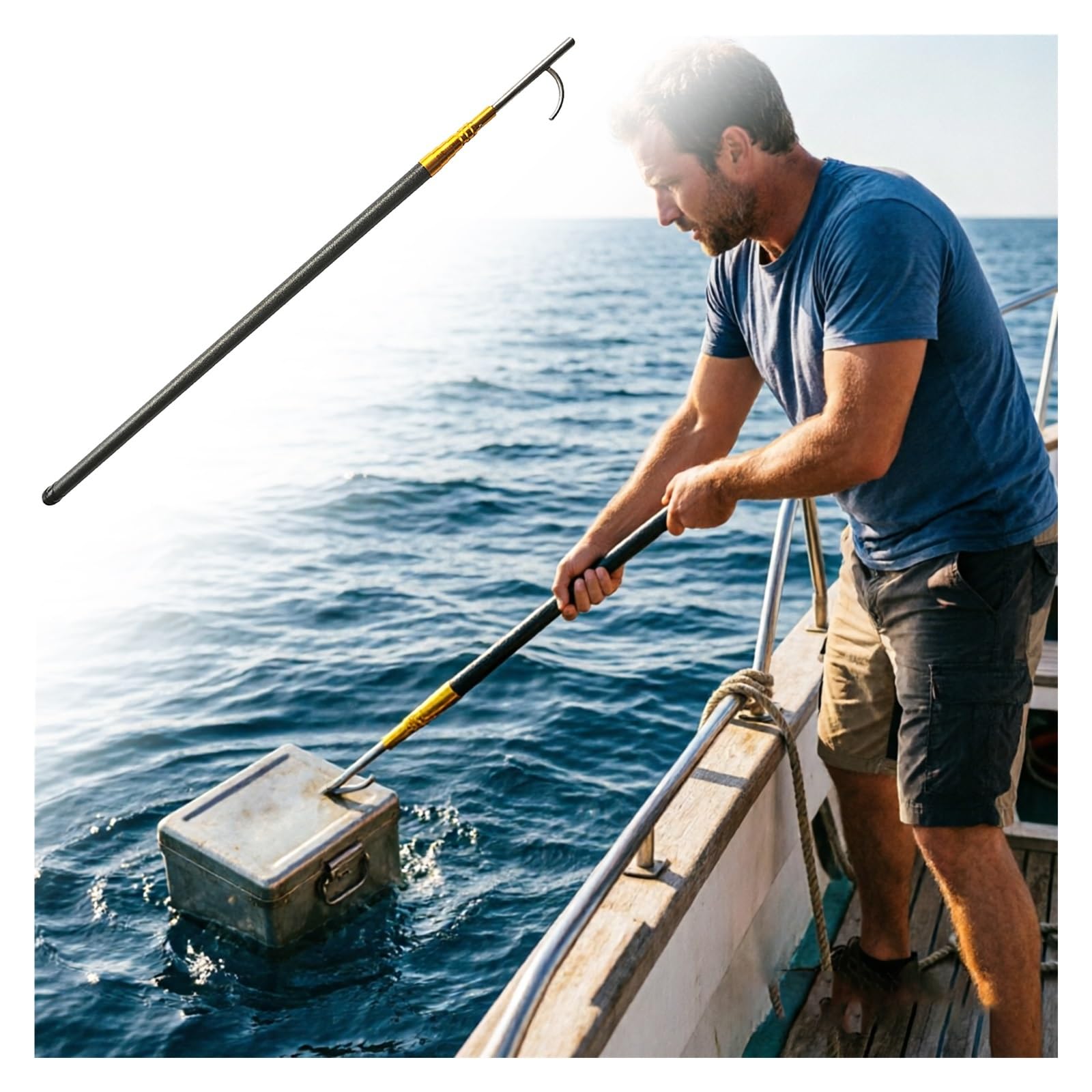 Mezzo Marinaio per Barca Mezzi Marinari Telescopici E Regolabili A più Sezioni, Asta in Fibra di Carbonio per L'ormeggio, Asta di Prolunga con Gancio(19'8.22"/6m)
