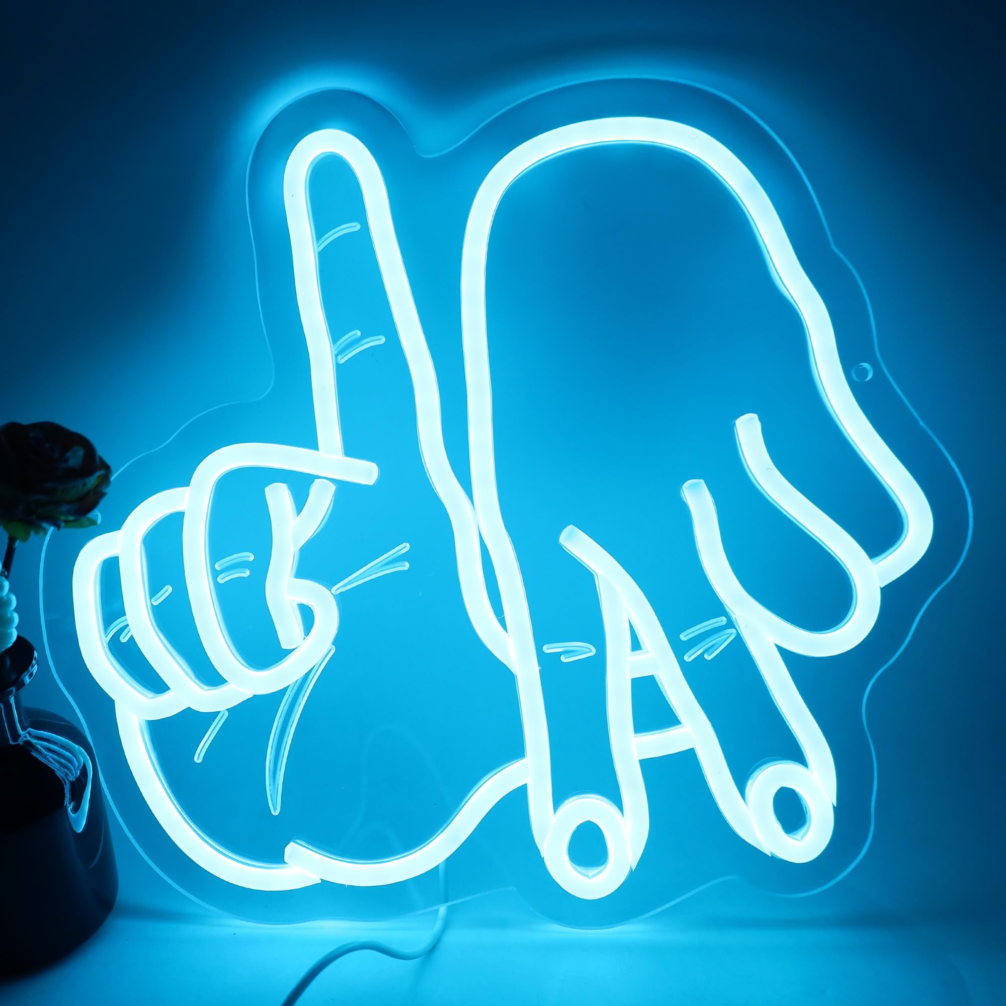 LA Gesture LED Neon Sign, Los Angeles Gesture Light Up Sign Dimmable USB Powered for Wall Bedroom, Man Cave, Baseball Team Decor, Garage, Bar, Party, Game Room, Nightclub, Gifts