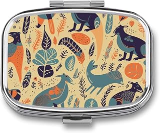 Australian Animals Pill Organizer with 2 Compartmen Portable Travel Pill Box Daily Small Pill Case Moisture Proof Pill Container Vitamin Organizer