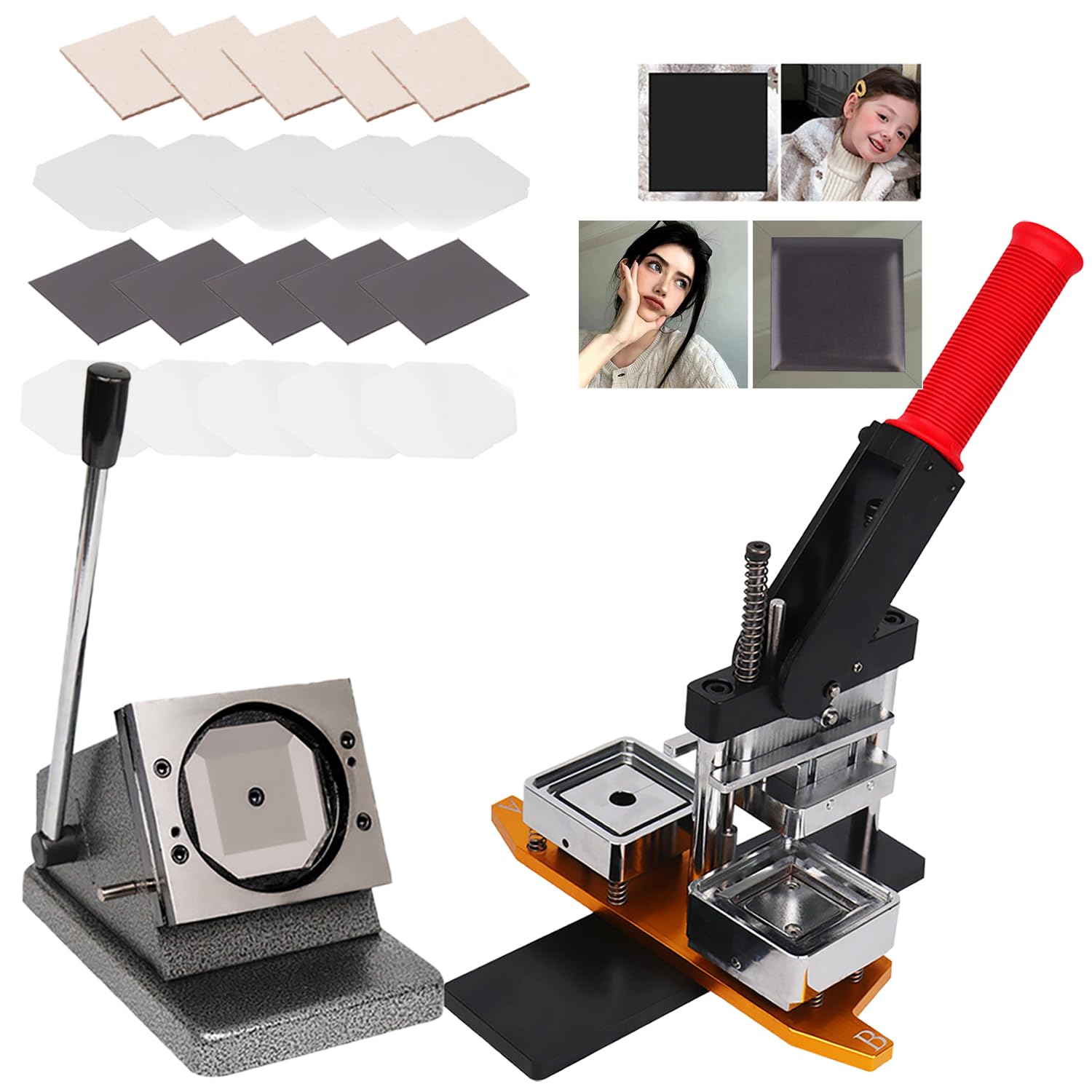 GTHTUHFD Fridge Magnet Machine 80 * 80Mm Photo Magnet Machine, Diy Fridge Magnets Maker Machine With 150 Sets Of Consumables, Button Badge Maker Kit, For Decorate Refrigerato,Machine+100pcs