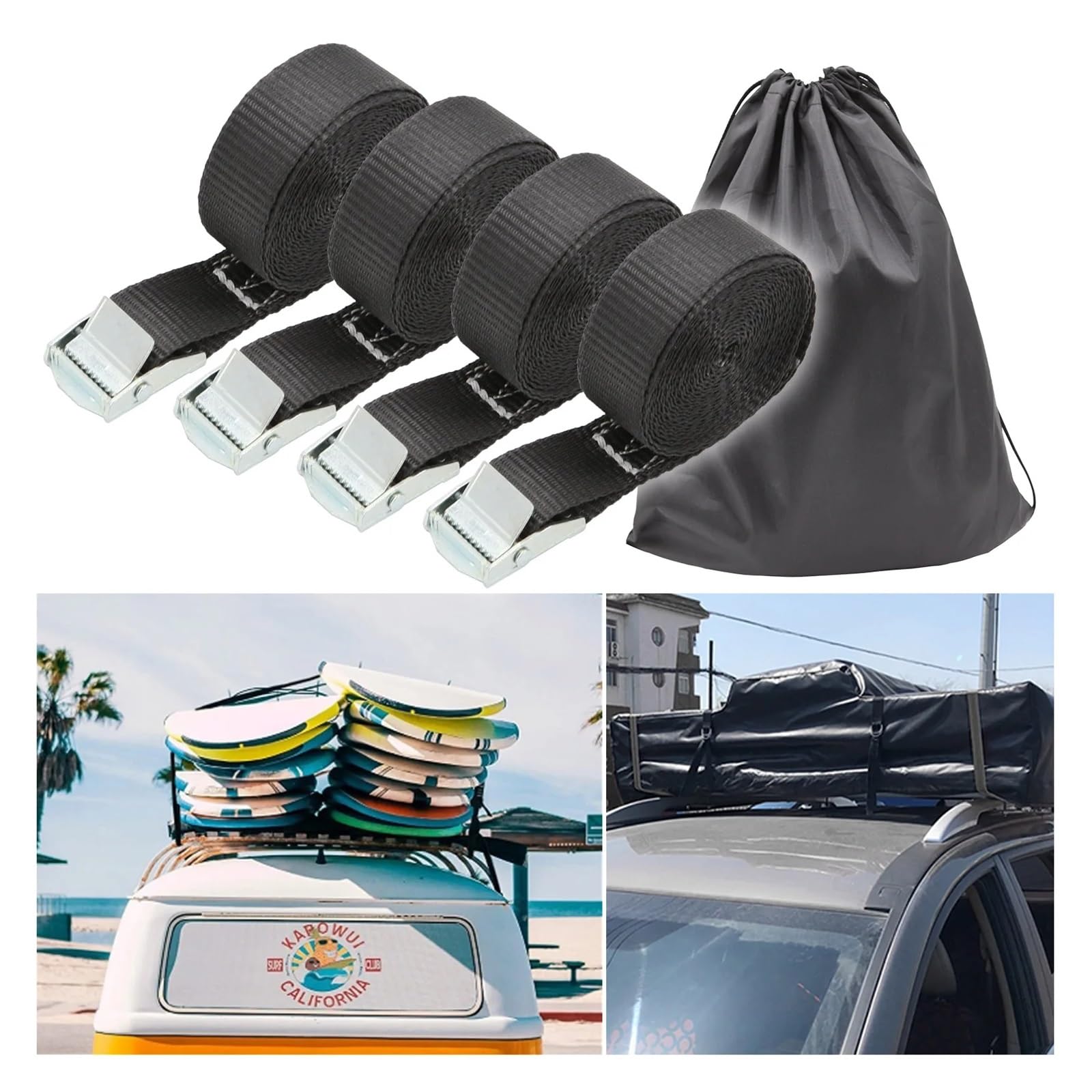 Zurrgurte Zurrgurt Auto RV Motorrad Fahrrad mit Abschleppseil Starke Ratsche for Frachtgepäcktasche(4pcs with Bag)