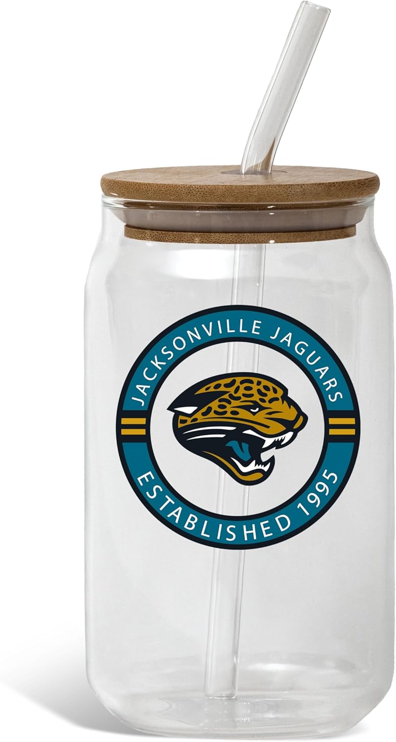 The Memory Company Officially Licensed 16oz Vintage Logo Tumbler with Bamboo Lid and Glass Straw, Eco-Friendly Collectible Glassware