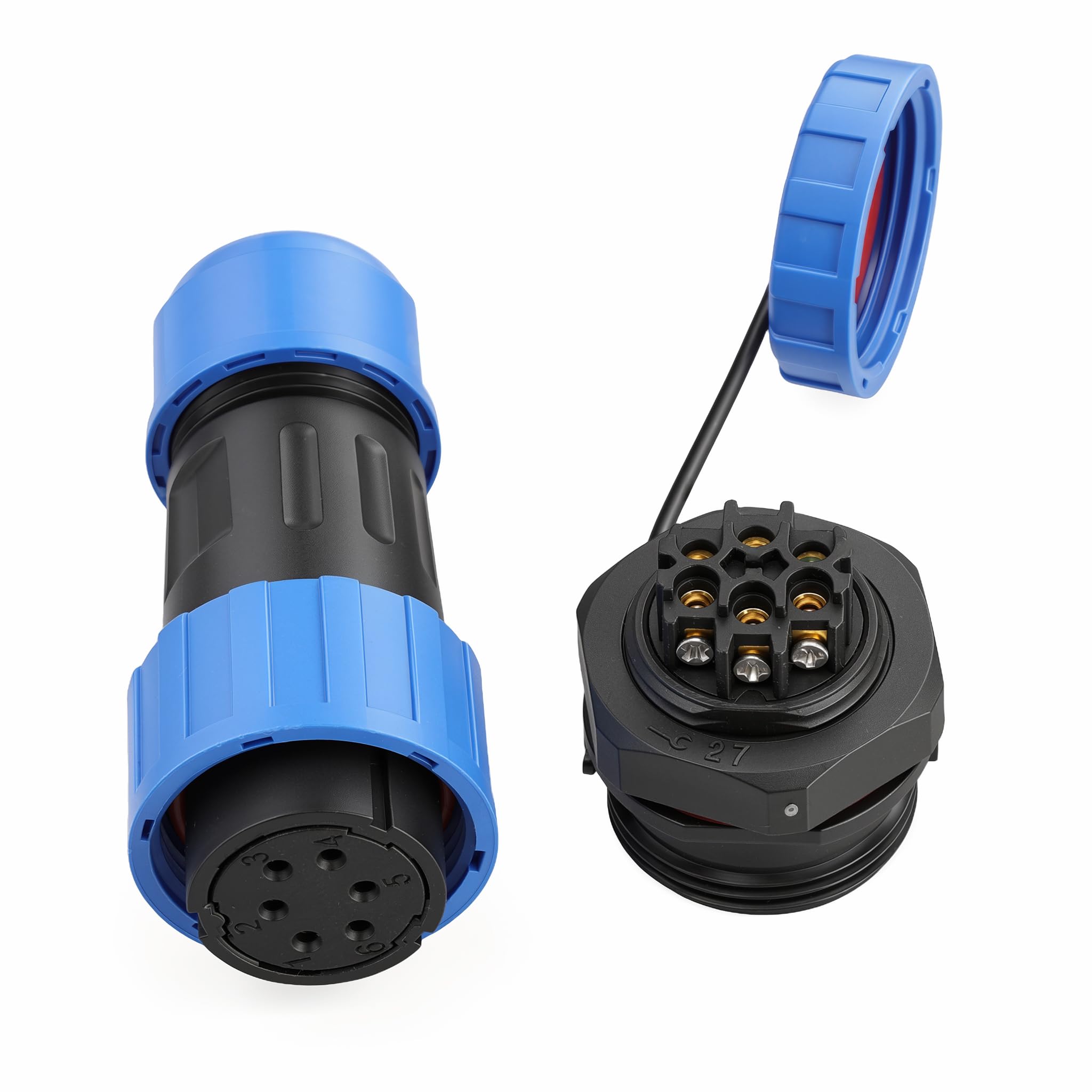 TY20 Screw Connection 2-7Pin Back Nut/Flange/Docking/Square Cable Connectors (Back Nut Reverse Mount, 6 Pin 5A)