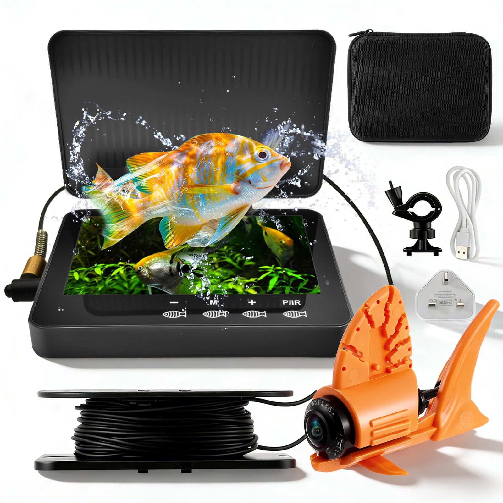 Underwater Fishing Camera with Stable Fish Finder, 4.3" IPS and 220° Wide Angle, 5000mAh Battery Fish Finder Camera Waterproof, Fish Finder Video Camera Night Vision for Ice River and Boat Fishing