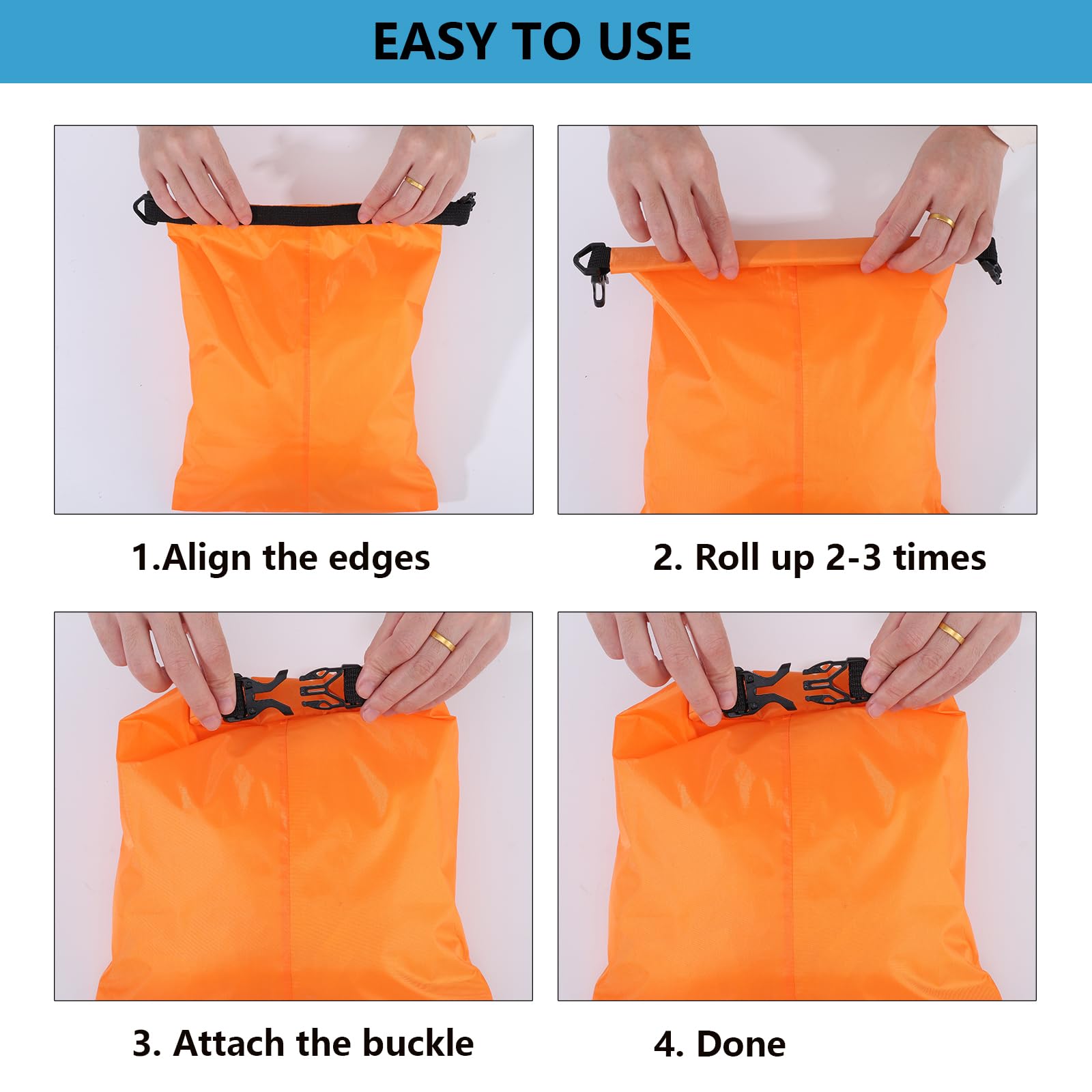 Pimoys 6 Pack Waterproof Dry Bags, Lightweight Outdoor Dry Sacks Ultimate Dry Bags for Kayaking Rafting Boating Camping (1.5L, 2.5L, 3L, 3.5L, 5L, 8L)