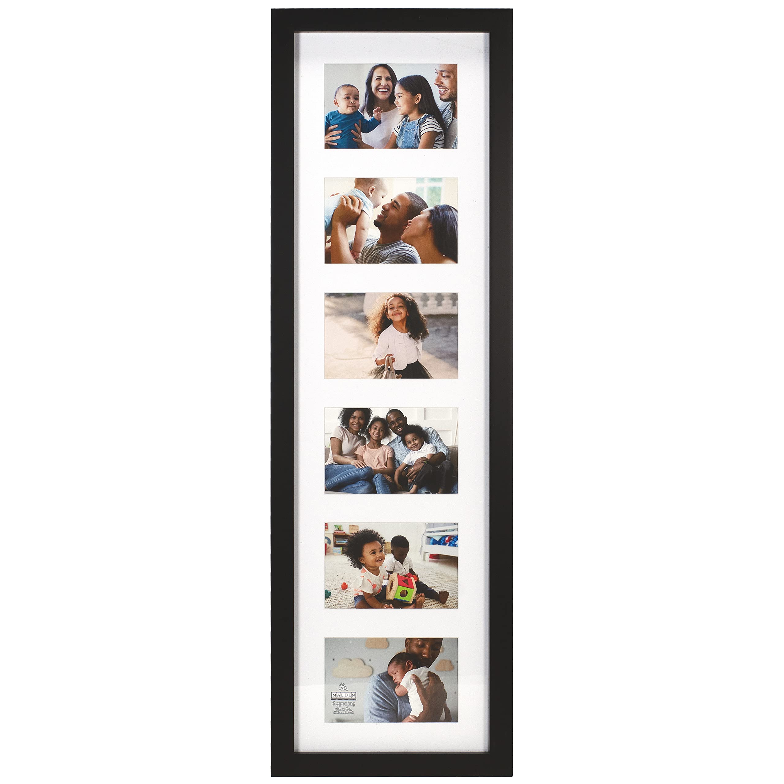 Malden International Designs 4x6-6 Opening Black Collage Wall Frame, (1164-646)