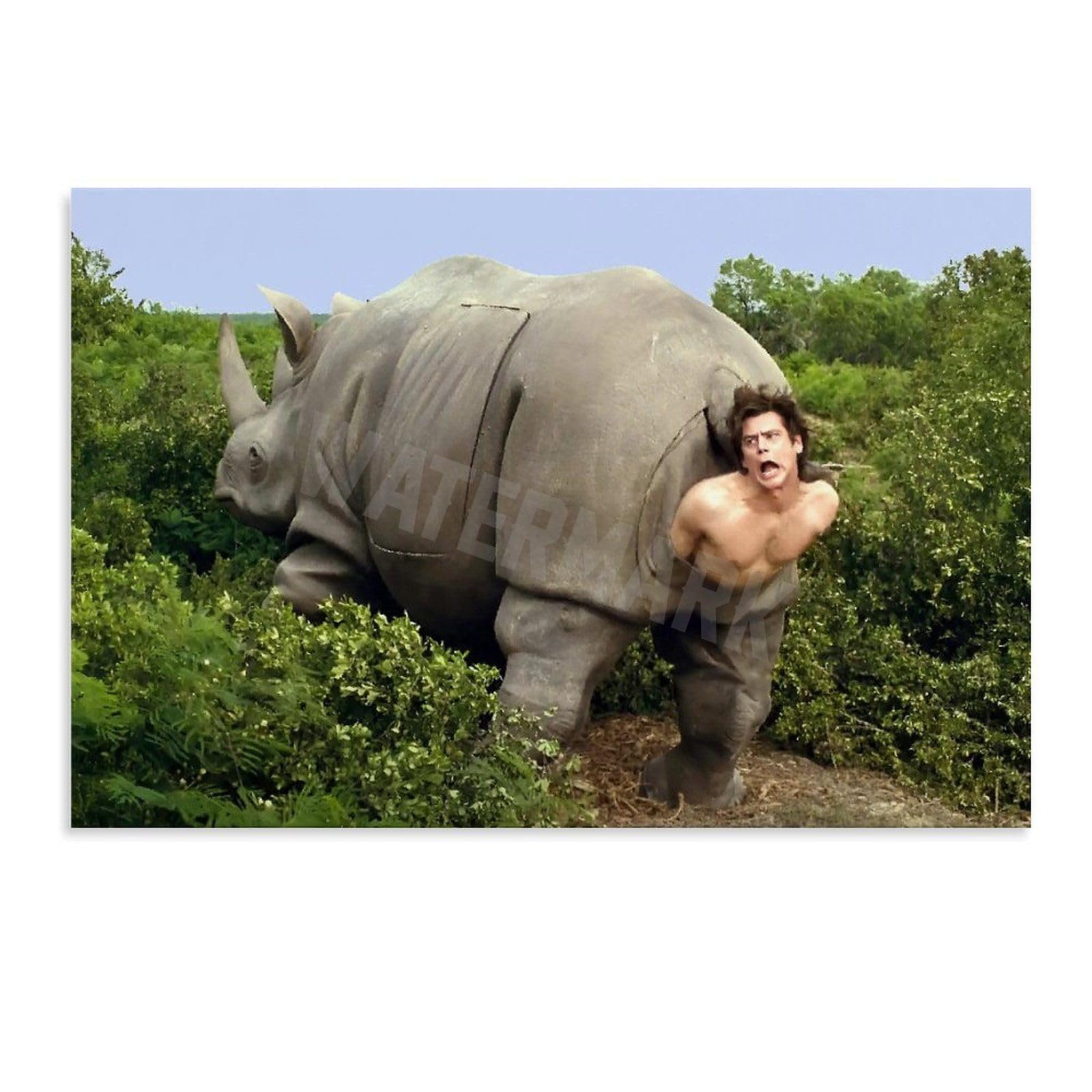 SAYOBO Vintage Movie Ace Ventura Rhino Poster Wall Poster Art Canvas Printing Poster Office Bedroom Aesthetic Poster Unframe-style 18x12inch(45x30cm)