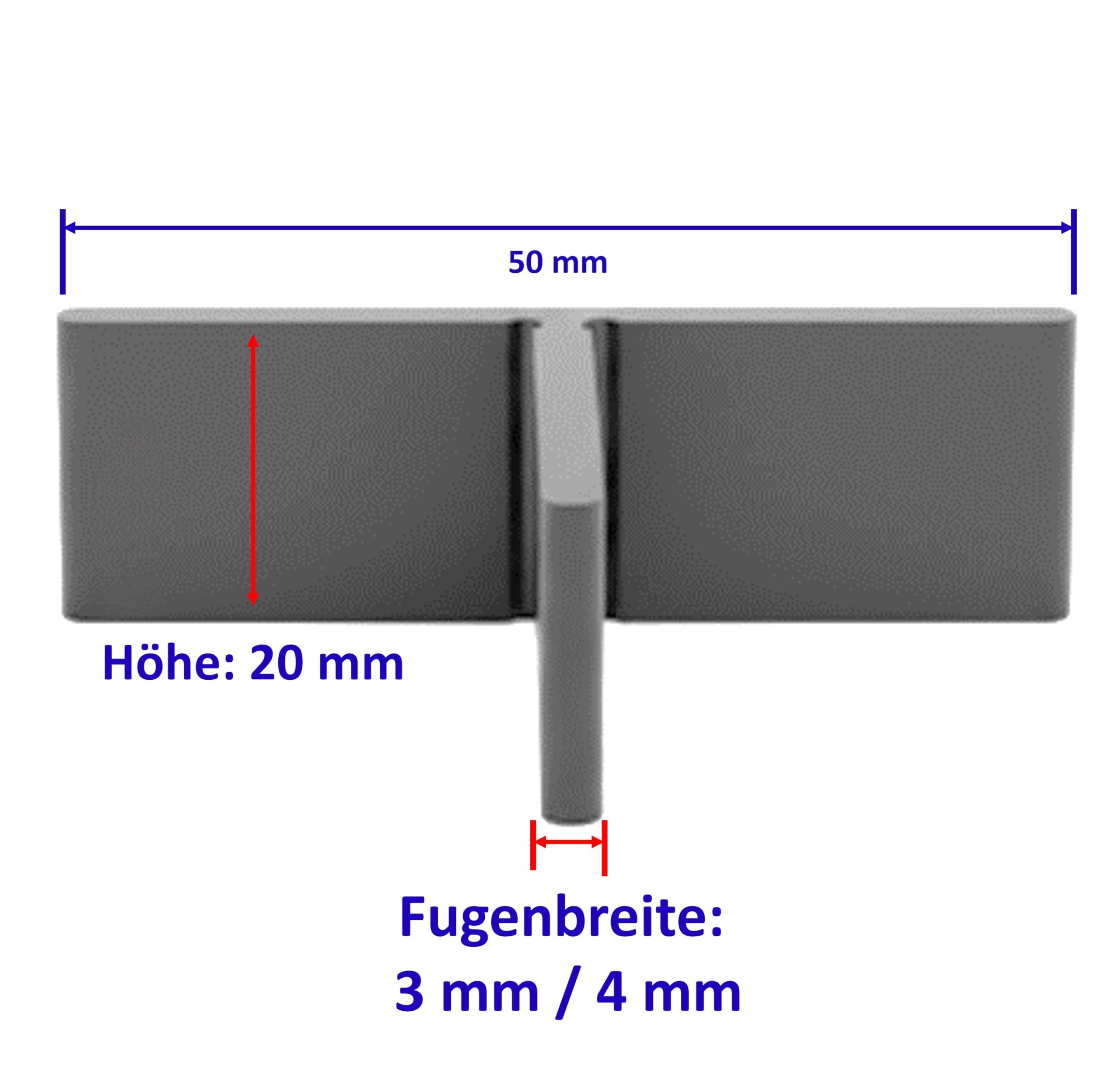 Fugenkreuze T-Stück 3 mm oder 4 mm Fugenbreite Steghöhe 20 mm für Terrassenplatten Bodenplatten Fliesen (200, 4 mm)