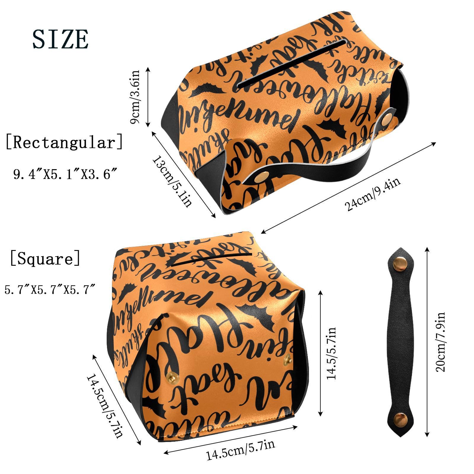 Halloween Taschentuchbox-Abdeckung – Quadratisch, Aus PU-Leder, Mit Skelett-Katzen-Motiv, Wasserabweisend, 13 X 13 X 14 Cm