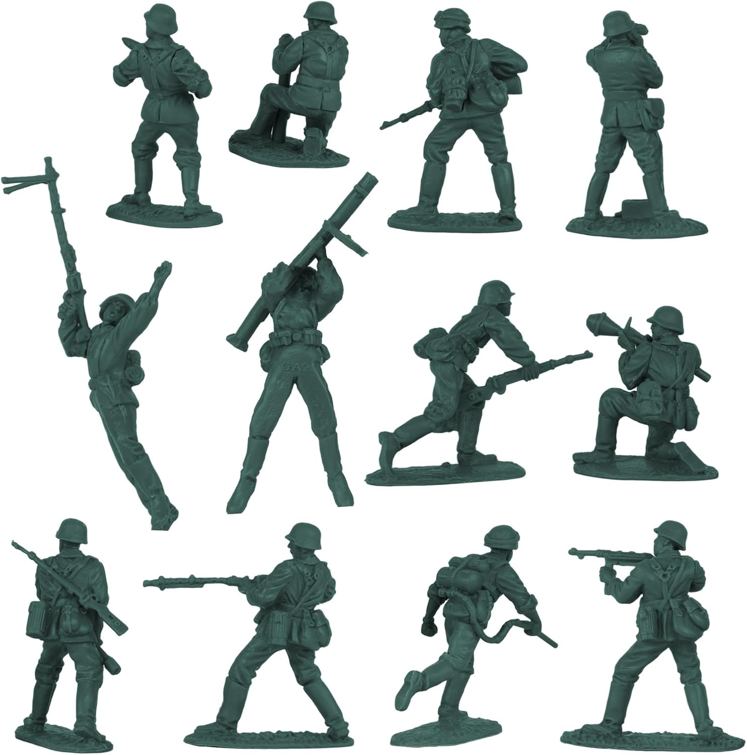 BMC CTS WW2 German Assault & Medic Plastic Army Men - 24pc Forest-Green Soldiers