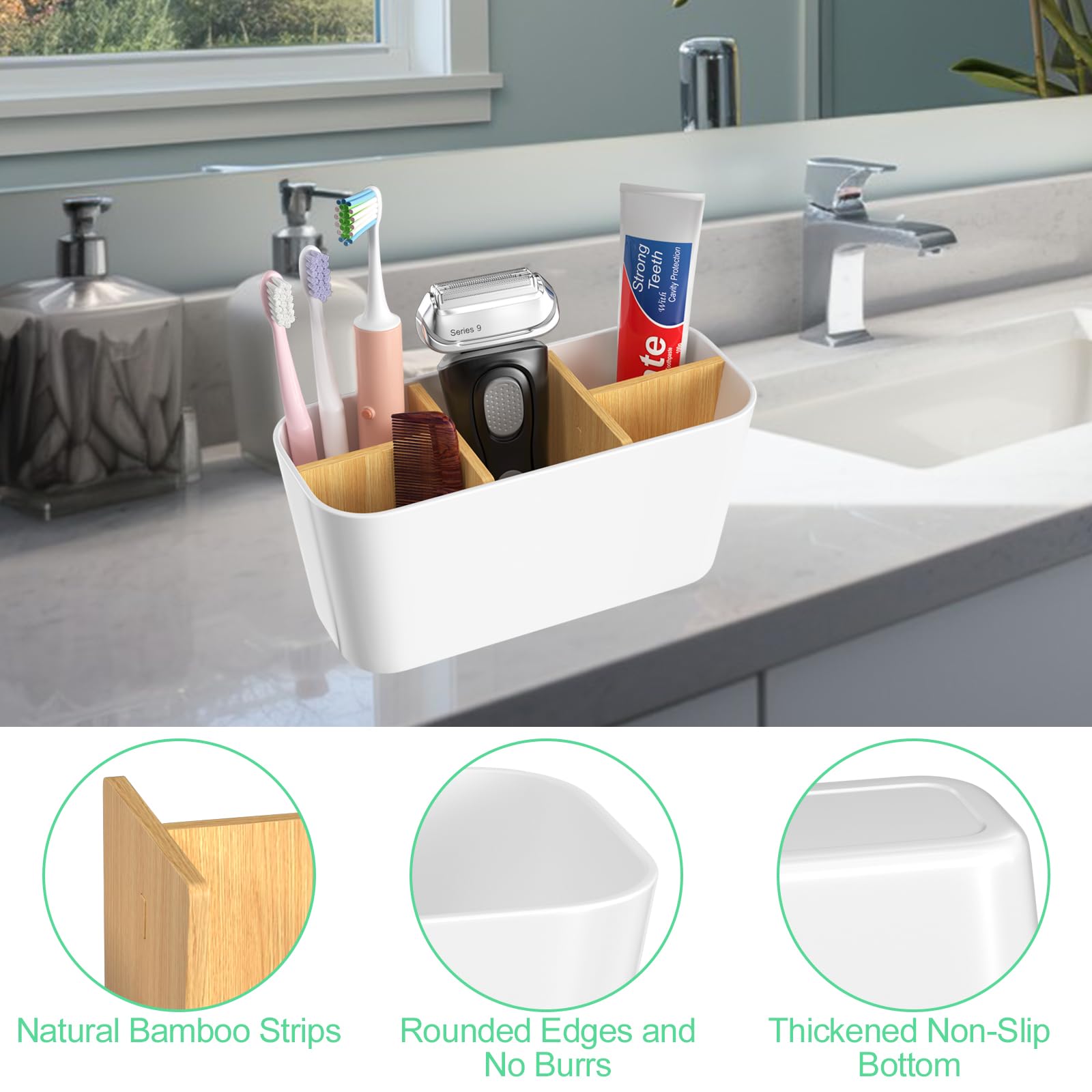 Portaspazzolino per bagno, in plastica rimovibile per una