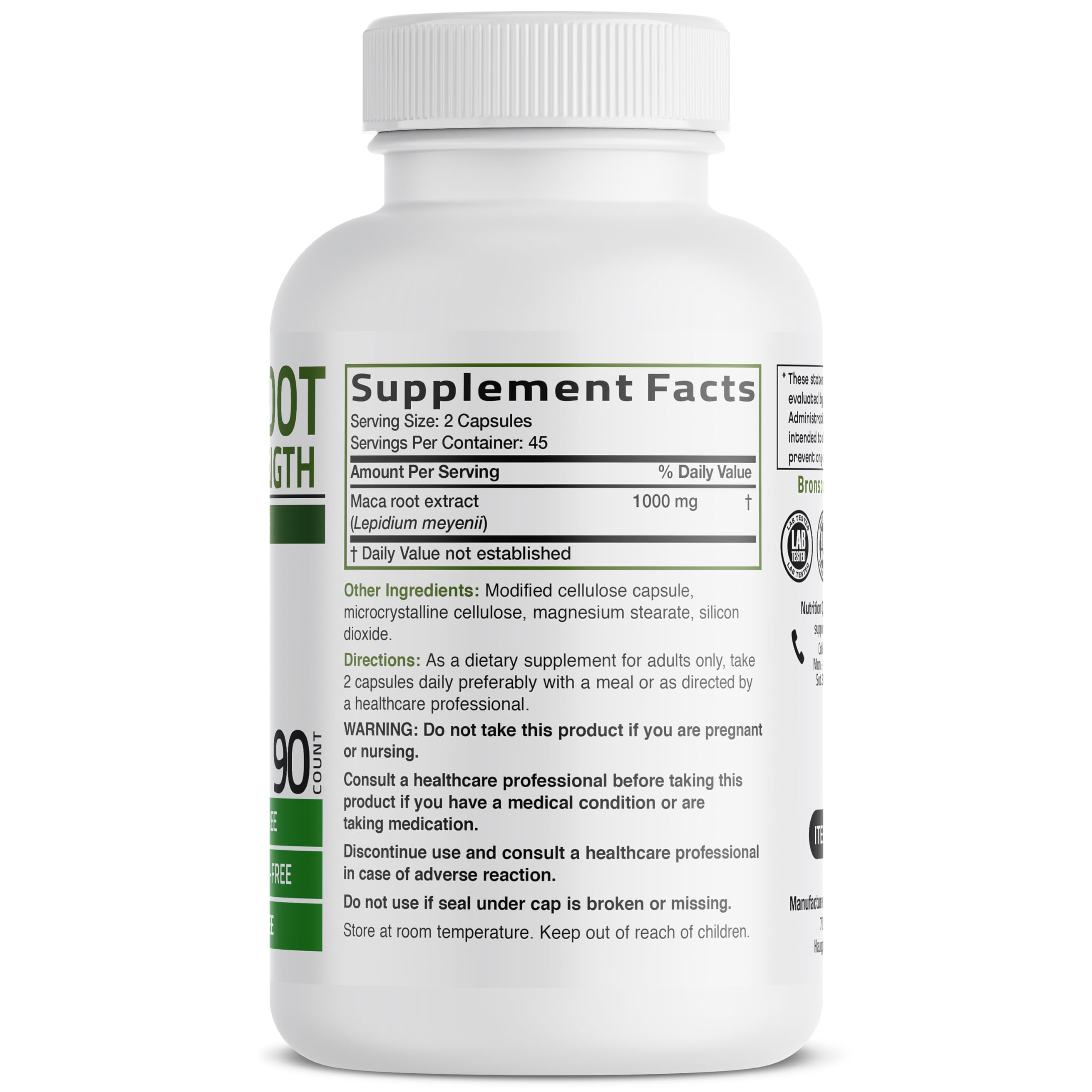 Bronson Maca Root Extra Strength for Men & Women, 90 Vegetarian Capsules — Amazon image 2