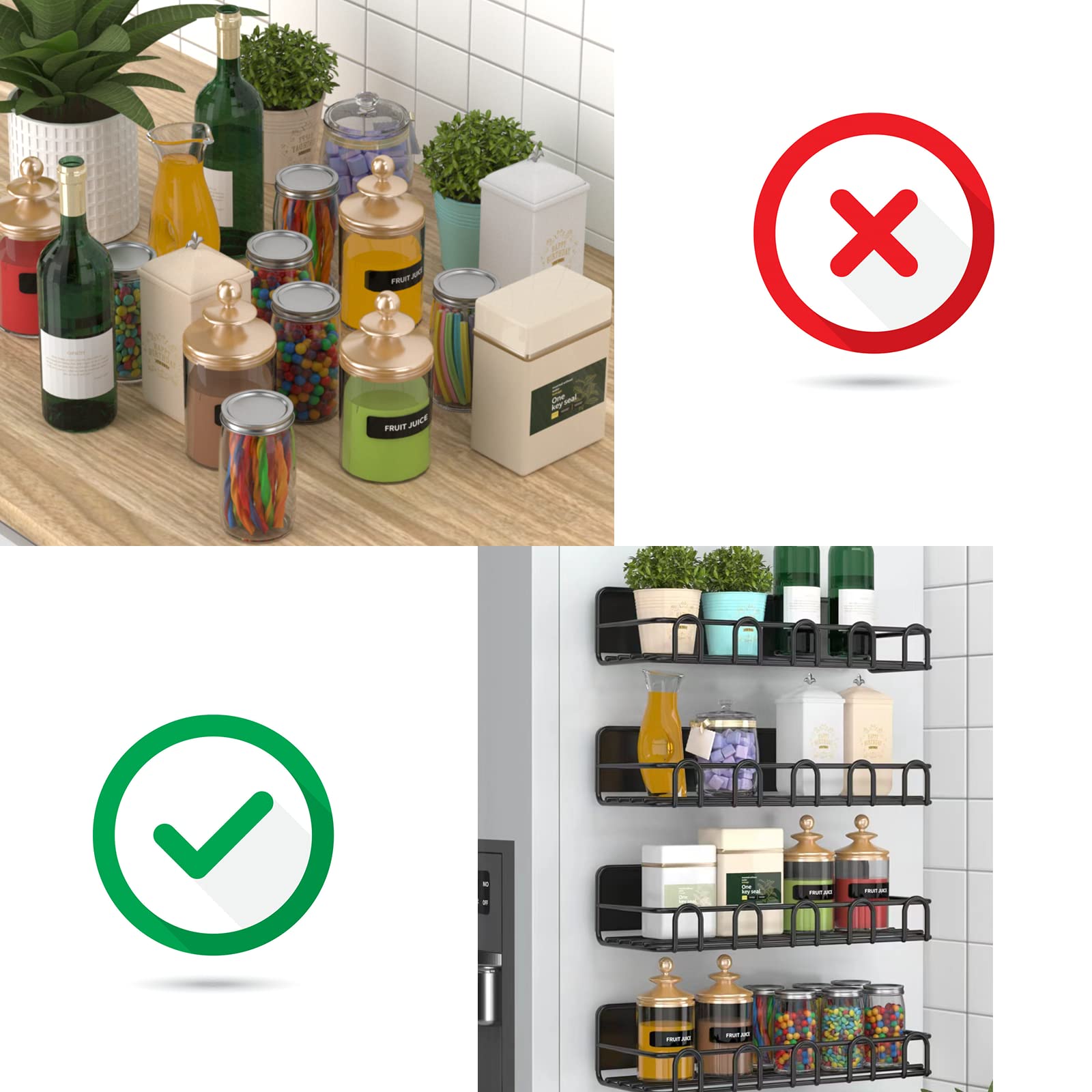 VAlinks Magnetische Gewürzregale, 2 Stück, Schwarz – Für Kühlschrank & Ofen, Starke Magnete, Platzsparend