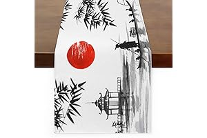 Art Japanese Painting Table Runner Linen Style