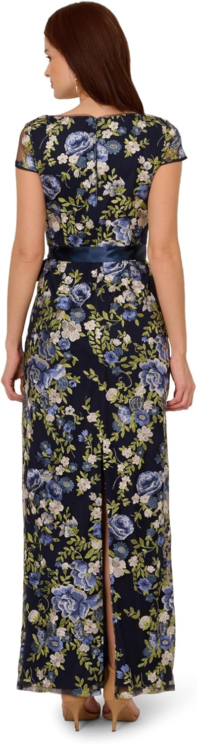 Adrianna Papell Women's Cascading Floral Column Gown