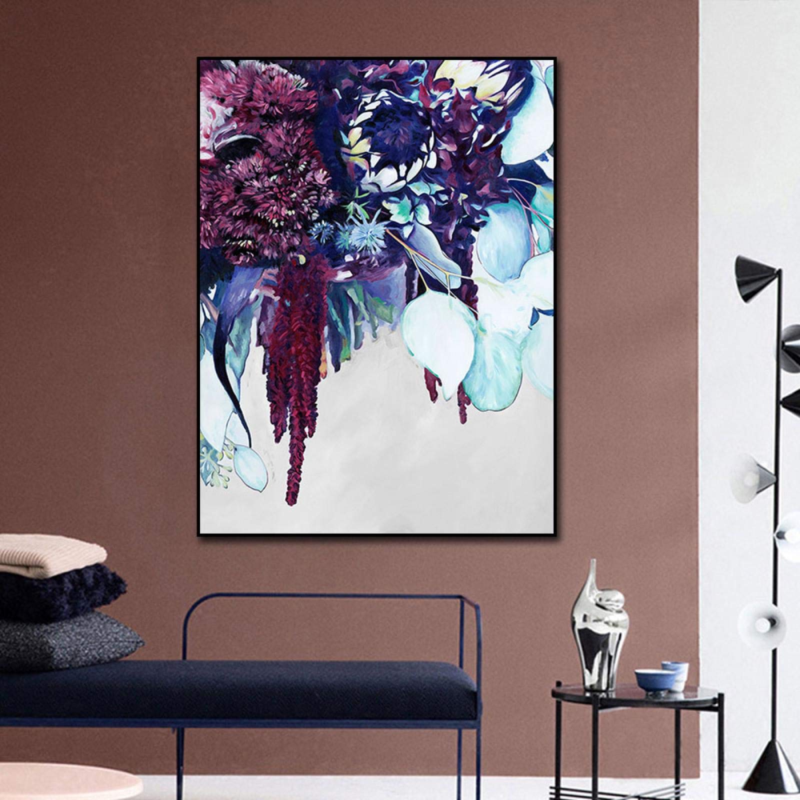 Peinture murale abstraite violette 50x75cm : toile fleur moderne de haute qualite - 8