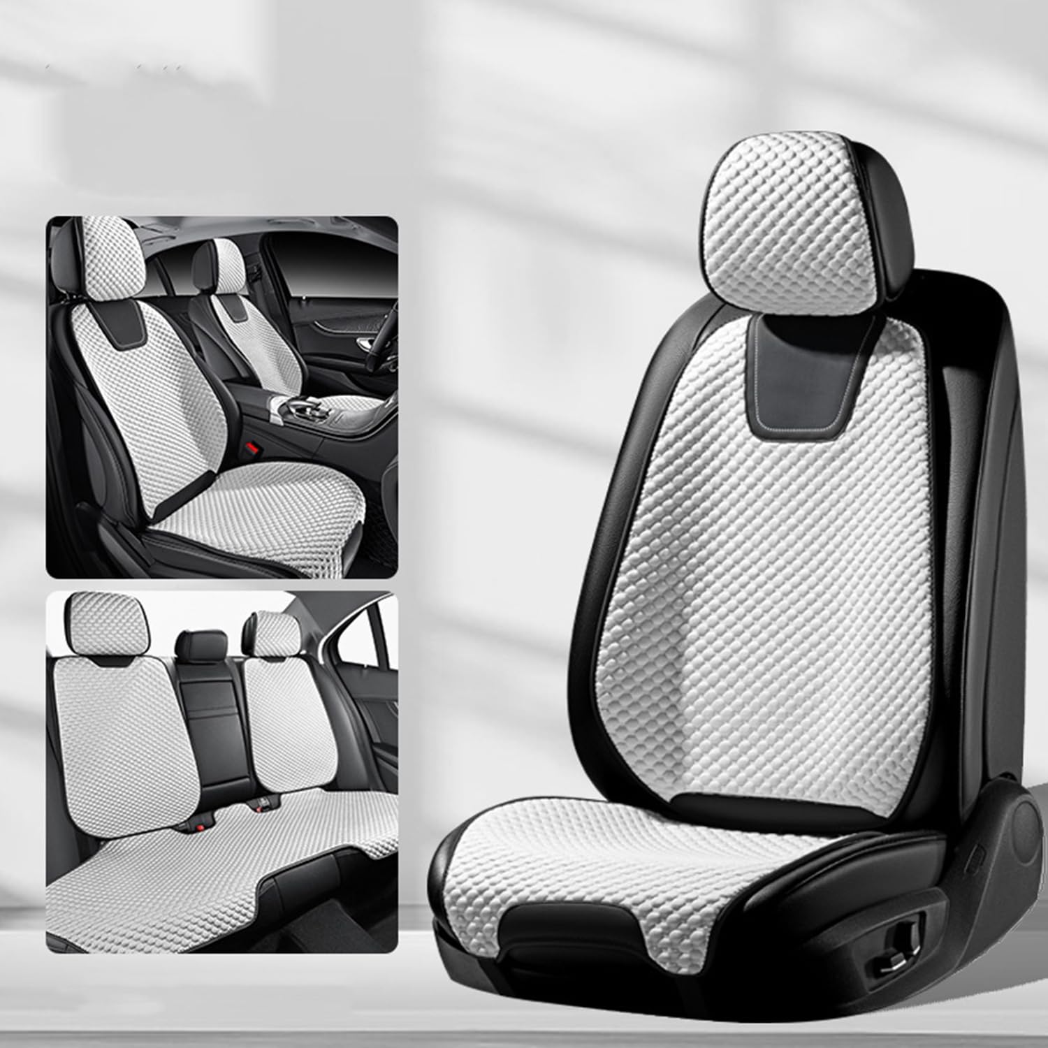 Juego Completo de Fundas para Asientos de Coche para Dacia Sandero Stepway 3.Gen 2.Gen 2012 2013 2014 2015 2016-2025,fría,Transpirable para el Verano.,A-White