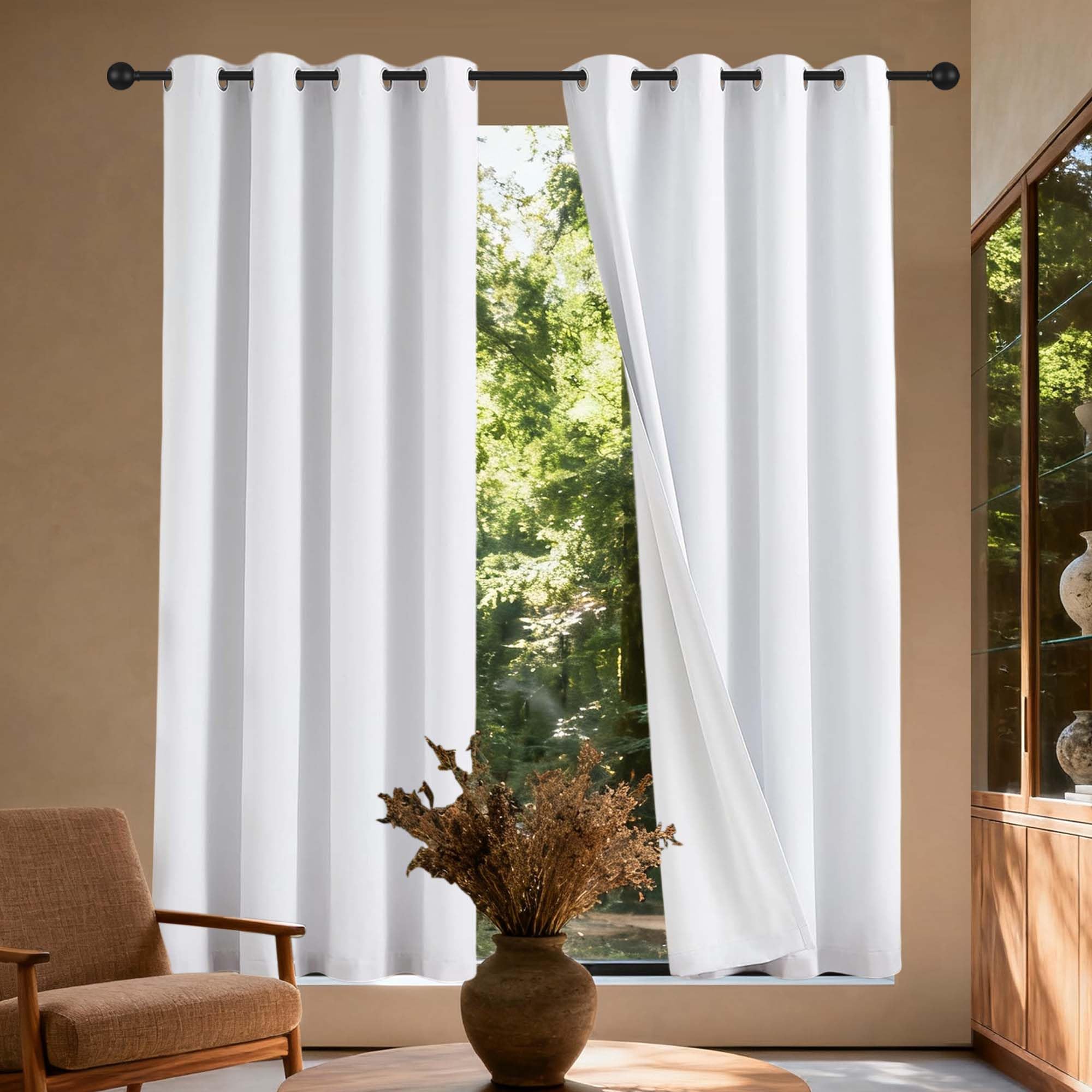 Rideau salon anti chaleur blanc 142x168 pour une chambre fraîche et calme