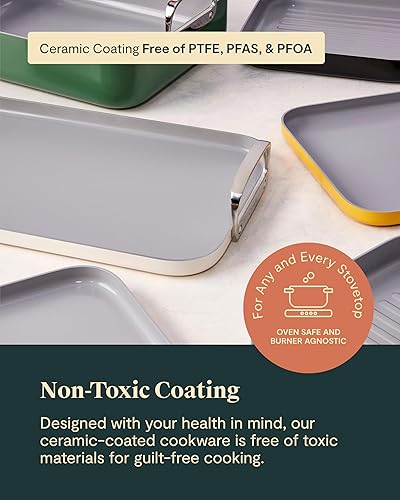 Miniatura 4 de Caraway Juego de sartenes cuadradas  Perfecto para asar a la plancha, tostar, asar, asar y más  Sartenes antiadherentes con revestimiento de