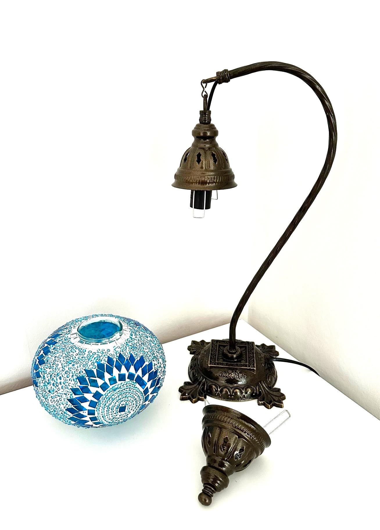 Mosaik - Stehlampe L Tischlampe orientalsiche türkische marokkanische Mosaiklampe Türkis - Kreis