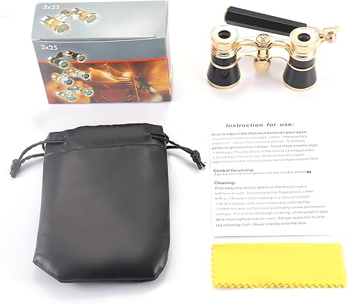 Miniatura 7 de Aroncent Gafas de ópera de 3 x 25 pulgadas, compactas con mango ajustable, mini binoculares para adultos, hombres y mujeres, en concierto musical de