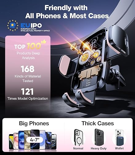 Vista 22 de TORRAS [Ultraduradero] Soporte universal para teléfono celular para automóvil, soporte universal para teléfono de automóvil, ventilación
