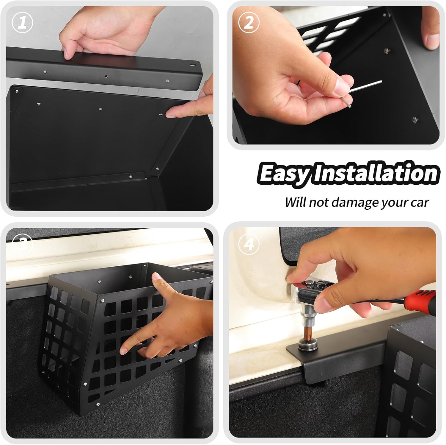 JeCar Aluminum Alloy Trunk Wheel Weel Storage Box Organizer Fit for Jeep Wrangler JL JLU 2018-2023 (Passenger Side)